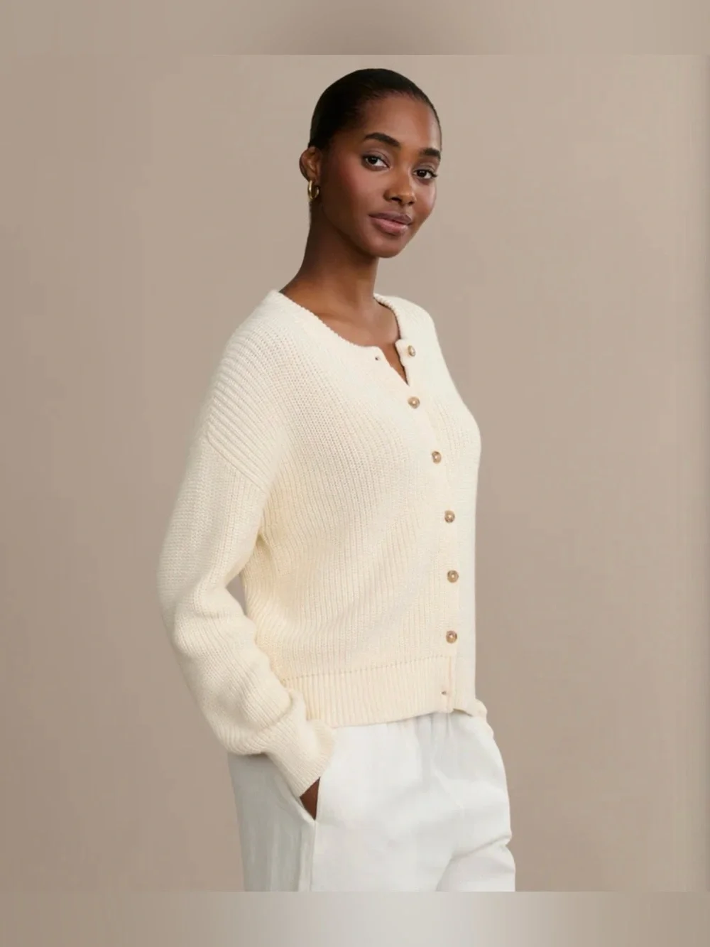 Jenni Kayne, Cotton Hayes Crewneck Cardigan, Ivory, Size XS, NWT - Picture 4 of 8